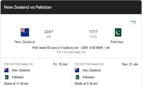Pakistan vs Nz